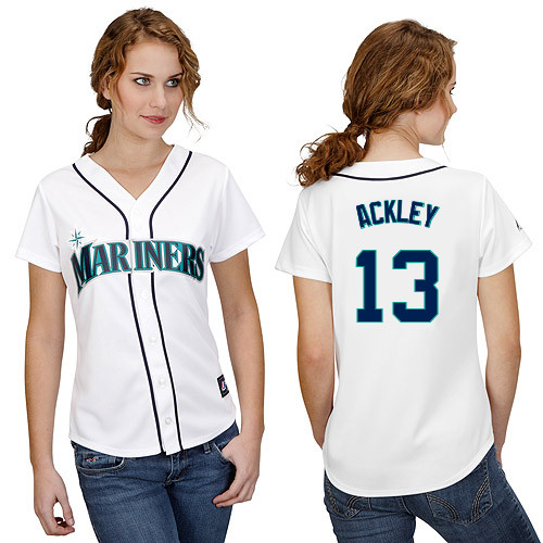 Dustin Ackley #13 mlb Jersey-Seattle Mariners Women's Authentic Home White Cool Base Baseball Jersey
